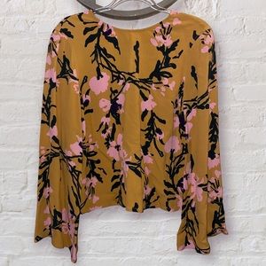 Marimekko Mustard and Pink Floral Long Sleeve Top